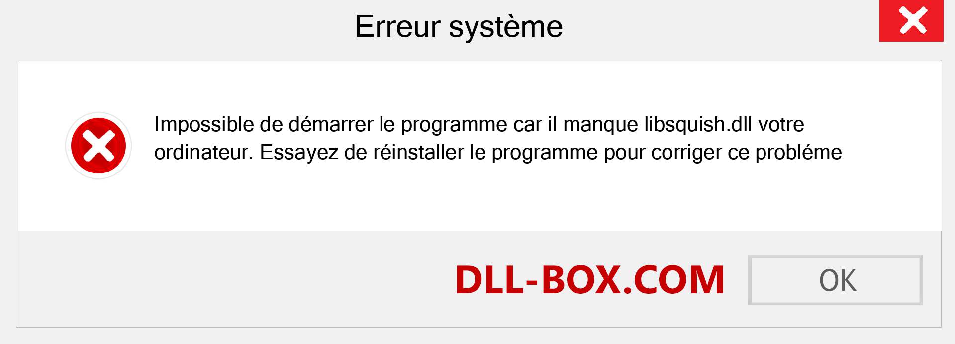 Le fichier libsquish.dll est manquant ?. Télécharger pour Windows 7, 8, 10 - Correction de l'erreur manquante libsquish dll sur Windows, photos, images